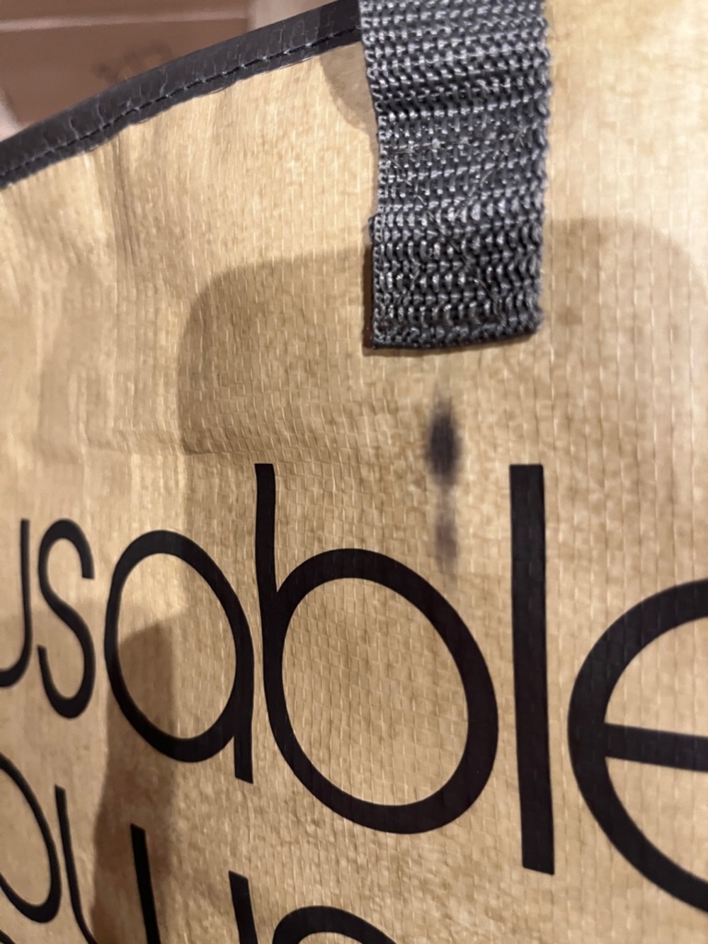 Bloomingdale’s Reusable Brown Bag zippered Tote with Black Handles - Picture 3 of 4